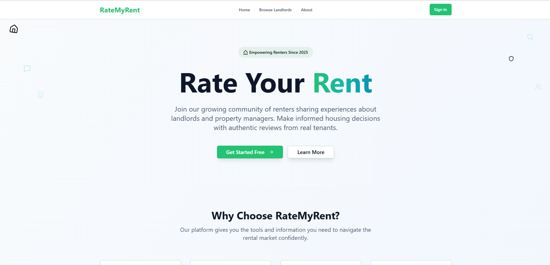 Rate My Rent home screen